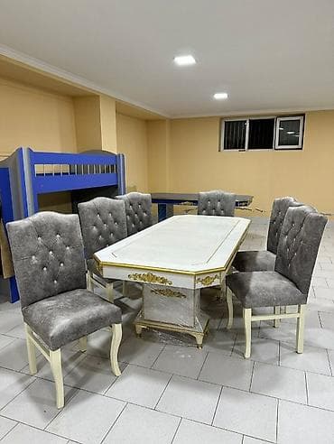 Qonaq otağı üçün, Yeni, Açılmayan, Dördbucaq masa, 6 stul