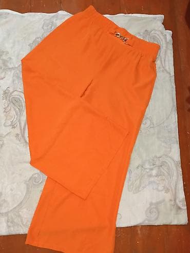 kapri şalvar: Narıncı rəngli qadın şalvarı - Model: düz kəsim, geniş balaq - Rəng — 3