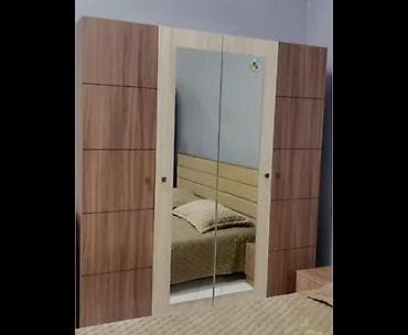 qapi demir qapi seyf qapi: İşlənmiş, 4 qapılı, Güzgülü, Qəhvəyi, Taxta, Açılan, Düz dolab — 1