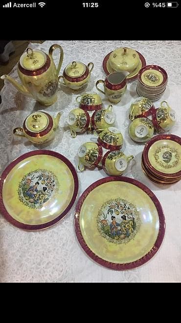 samovar 3 litr: Çay dəsti, Farfor, 12 nəfərlik, Almaniya — 1