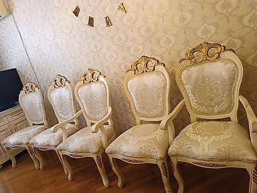 stol uzlukleri: Qonaq otağı üçün, İşlənmiş, Açılan, Oval masa, 8 stul — 6