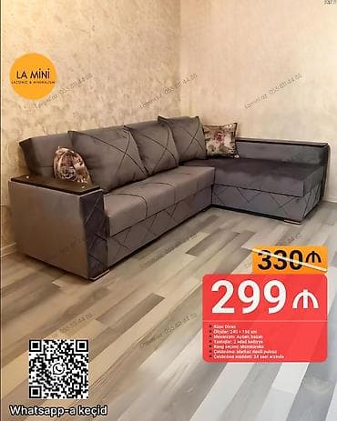 yataklar: Künc divan, Açılan, Bazalı, Şəhərdaxili pulsuz çatdırılma — 1