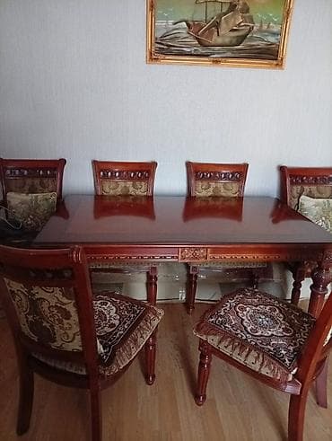 Klassik üslubda ağac yemək dəsti - Tərkib: düzbucaqlı yemək masası və