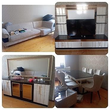 Qonağ dəsti əla vəziyyətdədi. Satılır 1400₼. 8stullu masa. Divan — 1