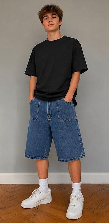 Qadınlar üçün denim bermuda şort bel 76 sm - Material: klassik orta — 3