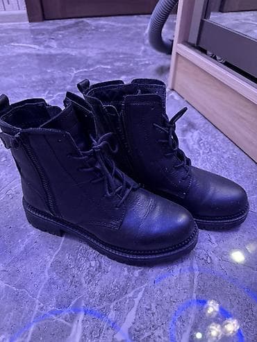 GREYDER qara dəri unisex qış botları - Material: təbii dəri üst