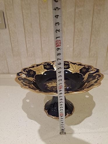 aksesuar qabi: Weimar Porzellan (Echt Weimar Kobalt) ayaqlı meyvə qabı — 1