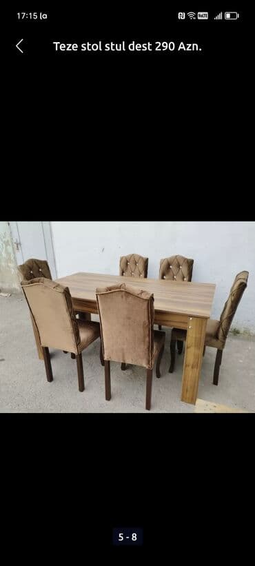 oturacaq dəstləri: Qonaq otağı üçün, Yeni, Dördbucaq masa, 6 stul — 2