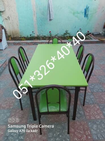 Masa və oturacaq dəstləri: Qonaq otağı üçün, Yeni, Açılan, Dördbucaq masa, 1 stul — 3