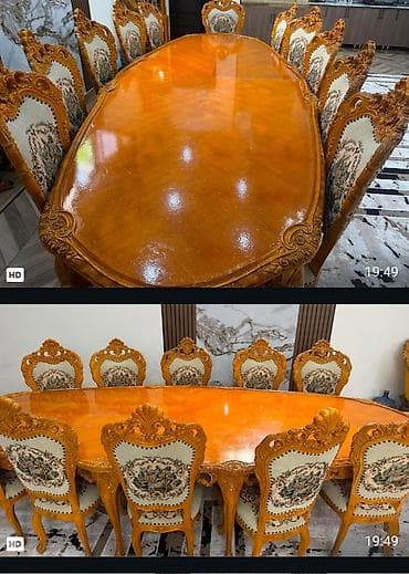 masalar ve stullar: Qonaq otağı üçün, İşlənmiş, Açılmayan, Oval masa, 12 stul — 1