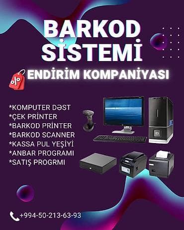 Barkod Sistemi – Endirim Kampaniyası Tam həll paketi: - Kompüter