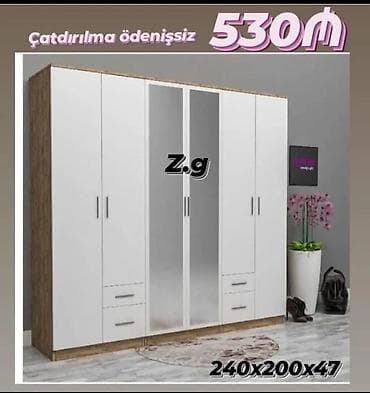 tək dolab: Yeni, 4 qapılı, Güzgülü, Digər rəng, Digər material, Açılan, Düz dolab — 1