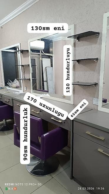 bərbər guzgu: Gözəllik salonu mebel dəsti Tərkib: - 3 ədəd vizaj/kişisalma masası – — 2