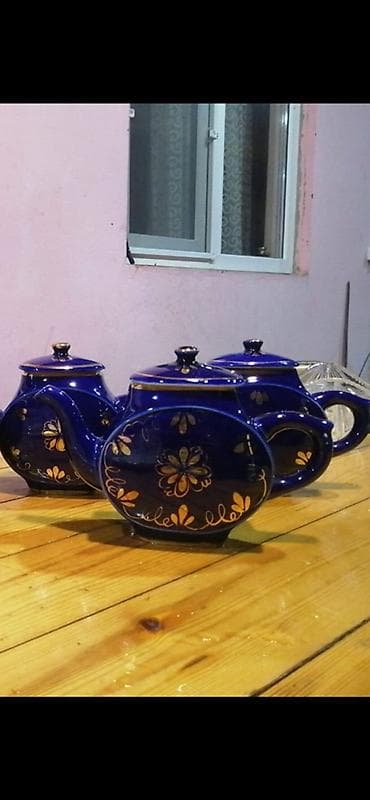 cay: Çay dəsti, rəng - Mavi, Keramika — 1