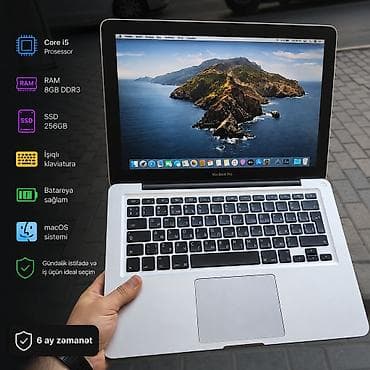 Makbuk pro 13/core i5/Ram 8GB/SSD 256 Şəkillərdə görünən, gözəl