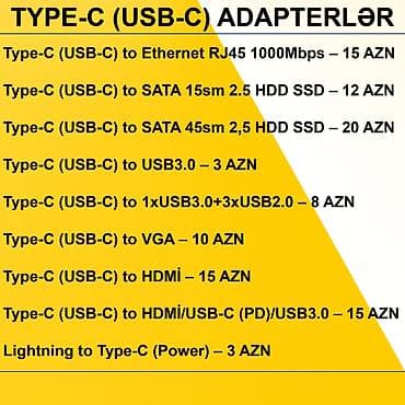 100 manatliq plansetler: Type-C/USB-C Adapterlər/Konverterlər (Çeviricilər) ⭐Type-C (USB-C) to — 2