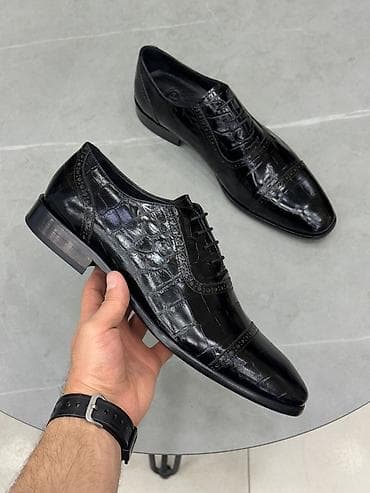 Ayaqqabılar: Black Croco Classic – Parlaq, timsah naxışlı (krokodil effektli) təmiz — 1