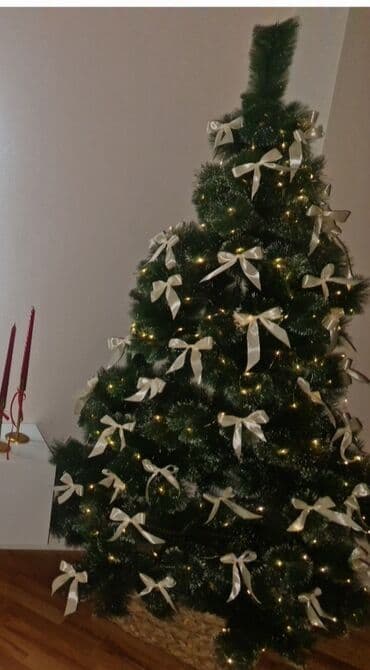Информатика: Yeni il üçün bəzədilmiş süni şam ağacı - Material: sıx, yaşıl iynəli — 2