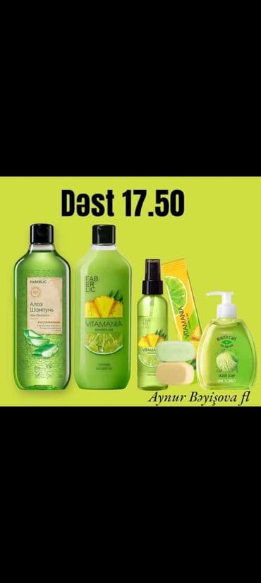 faberlik uşaq şampunu: 380 ml Aloy Tərkibli Şampun 380 ml Sitruslu Duş Geli 300 ml Laym Əl — 1