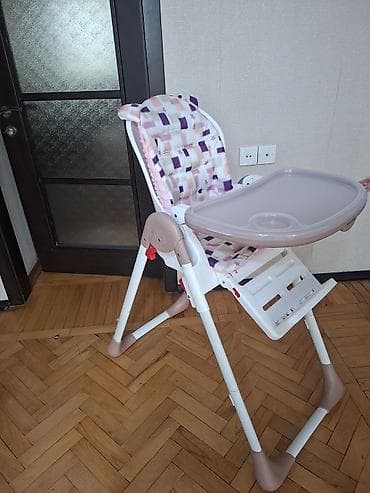 Uşaq yemək stulu – Baby Home - Rəng: ağ çərçivə, pudra/boz-bej — 6