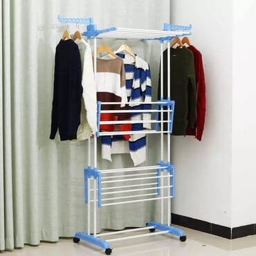 сушилка для белья на роликах: Asılı paltar və ayaqqabı saxlama üçün 3 qat dizaynlı qatlanan qurutma — 1