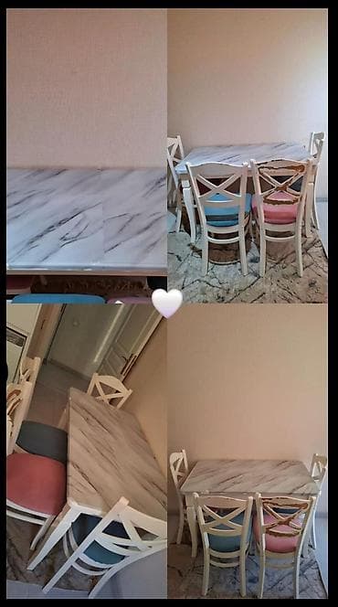 Mətbəx üçün, Açılmayan, Dördbucaq masa, 4 stul