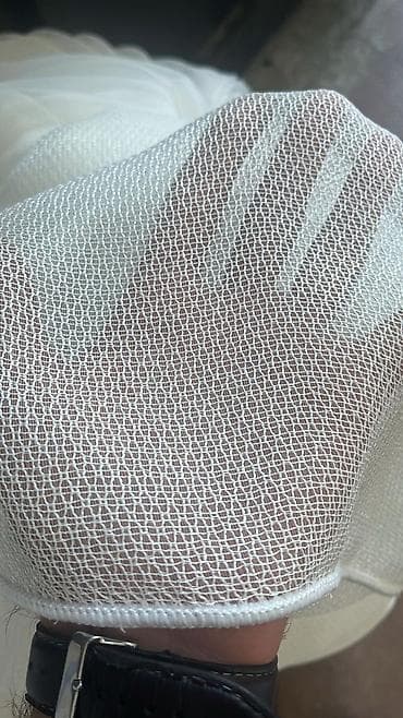 Şamdanlar: Təsvir: - Açıq krem/ağ tonlarda şəffaf tül parça - Nazik şəbəkə — 6