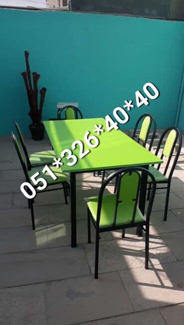 bağça üçün: Yeni, Kvadrat masa, Açılmayan, Stullar ilə, Dəri — 8