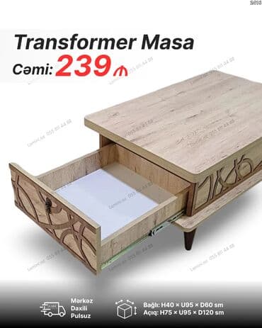 Jurnal masası, Transformer, Taxta, Dördbucaq masa