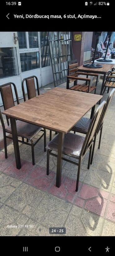 stol desdi: Mətbəx üçün, İşlənmiş, Açılmayan, Kvadrat masa, 4 stul — 4