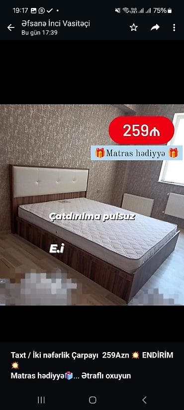 dosekler: *Taxt / İki nəfərlik Çarpayı 259Azn 💥 ENDİRİM💥* *Matras hədiyyə🎁* — 3