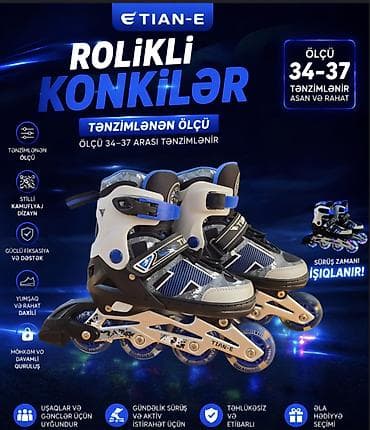 tekerli sumka: TIAN-E rolikli konkilər 2-3 dəfə işlənib - Tənzimlənən ölçü: 34–37 — 2