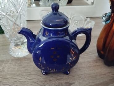 İşlənmiş, rəng - Göy, Çaydan, Farfor, 1 l, Rusiya