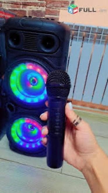 bluetooth mikrofon karaoke: Portativ karaoke akustik sistemi və mikrofon dəsti - Güclü portativ — 1
