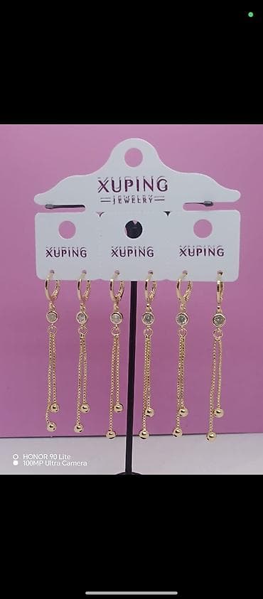 sırgalar: Xuping Jewelry markalı qadın sırğaları – qızılı rəngdə, müxtəlif — 4