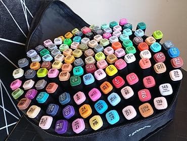 pozanli qelem: 120 ədəd ikiucu marker dəsti – rəngli kulerlərlə tekstil çantada - — 3