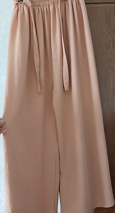 bej şalvar: Bej rəngli qadın kulot şalvar - Model: geniş kəsimli, culotte stil - — 1