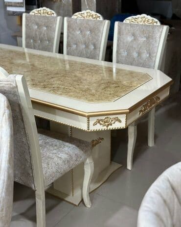 embawood masalar: Qonaq otağı üçün, Yeni, Açılmayan, Dördbucaq masa, 6 stul — 7