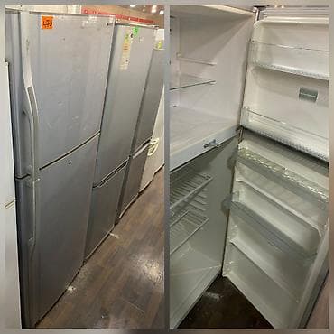 Gümüşü rəngdə iki qapılı soyuducu (yuxarıda soyuducu bölmə, aşağıda