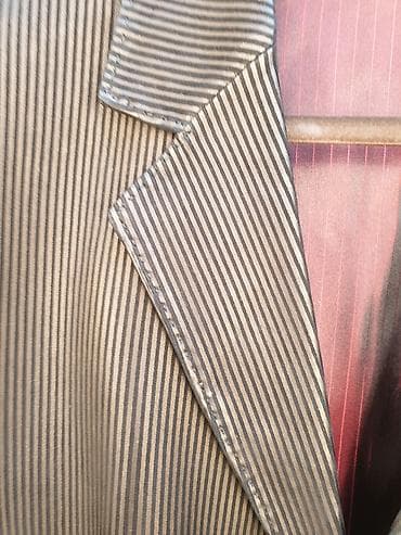 dəri pencək: Kişi kostyum gödəkçəsi – incə zolaqlı, tünd qəhvəyi/şokolad rəngi - — 2