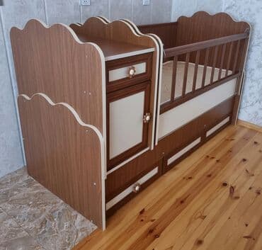 купить бу шкаф для одежды: Oğlan və qız üçün, İşlənmiş, Dördbucaq, Beşik, Matras ilə, Yellənmə mexanizmsiz — 2
