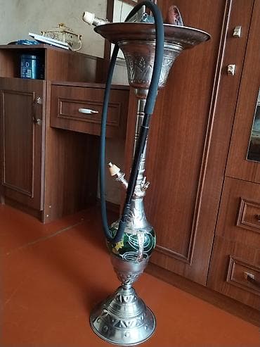 Misir Qelyani Şüşə kolba: yaşıl rəngli, üzərində Misir tematikası və — 1