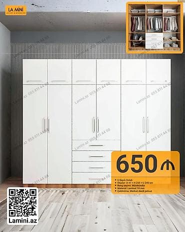 6 qapılı dolab – La Mini - Ölçülər: Dər. 47 sm x Hündürlük 250 sm x lalafo.az -da 6 qapılı dolab – La Mini - Ölçülər: Dər. 47 sm x Hündürlük 250 sm x