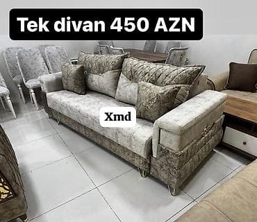 uglavoy divan: Tek divan – 450 AZN - Müasir dizayn: dərin kapitone tikişlər, qızılı — 9