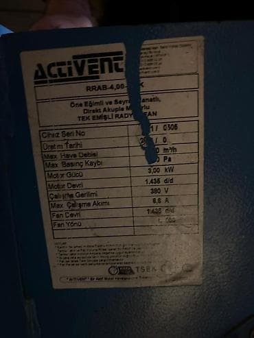 Restoran, kafe avadanlığı: Sənaye mərkəzdənqaçma ventilyatoru – ACİVENT markası Texniki — 6