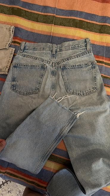 Cinslər: Zara denim cins şalvar - Model: düz kəsim, yüksək belli - Rəng: açıq — 2