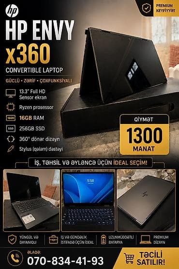 3 birinde printer: HP Envy x360 dönə bilən noutbuk - Ekran: 13.3" Full HD sensor — 1