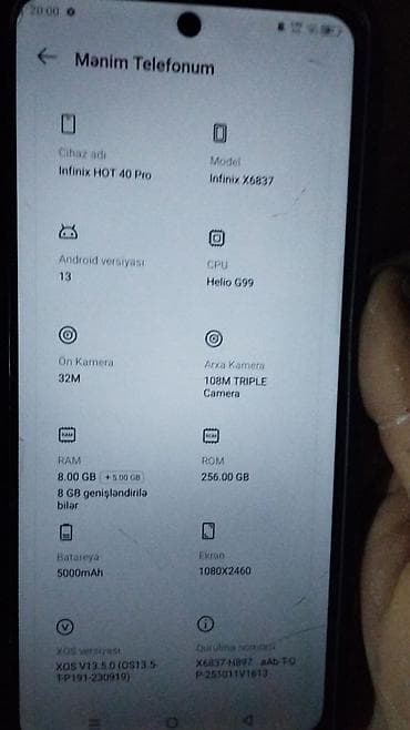 infinix note 30 pro qiymeti: Infinix Hot 40, 256 GB, rəng - Mavi — 4