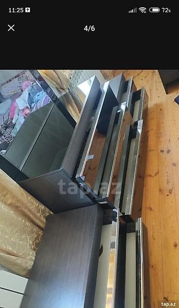 İşlənmiş, 1 qapı, Güzgülü, Qara, Taxta, Kupe, Künc dolab — 3