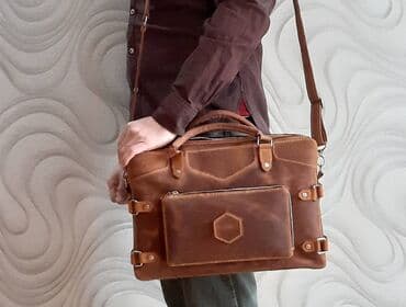 komputer case: Natural dəri portfel Dəri Portfel 100% Əl işi təbii Dəri çanta. Təbii — 7